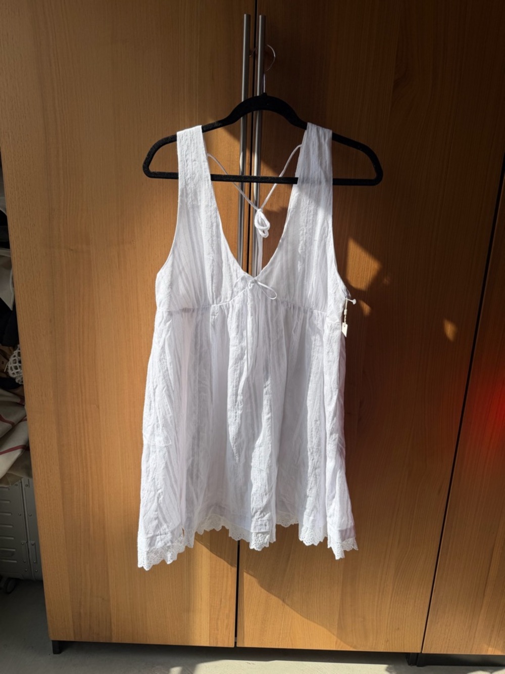 Princess Polly White V-Neck Lace-Trim Sleeveless Dress—Doen like
